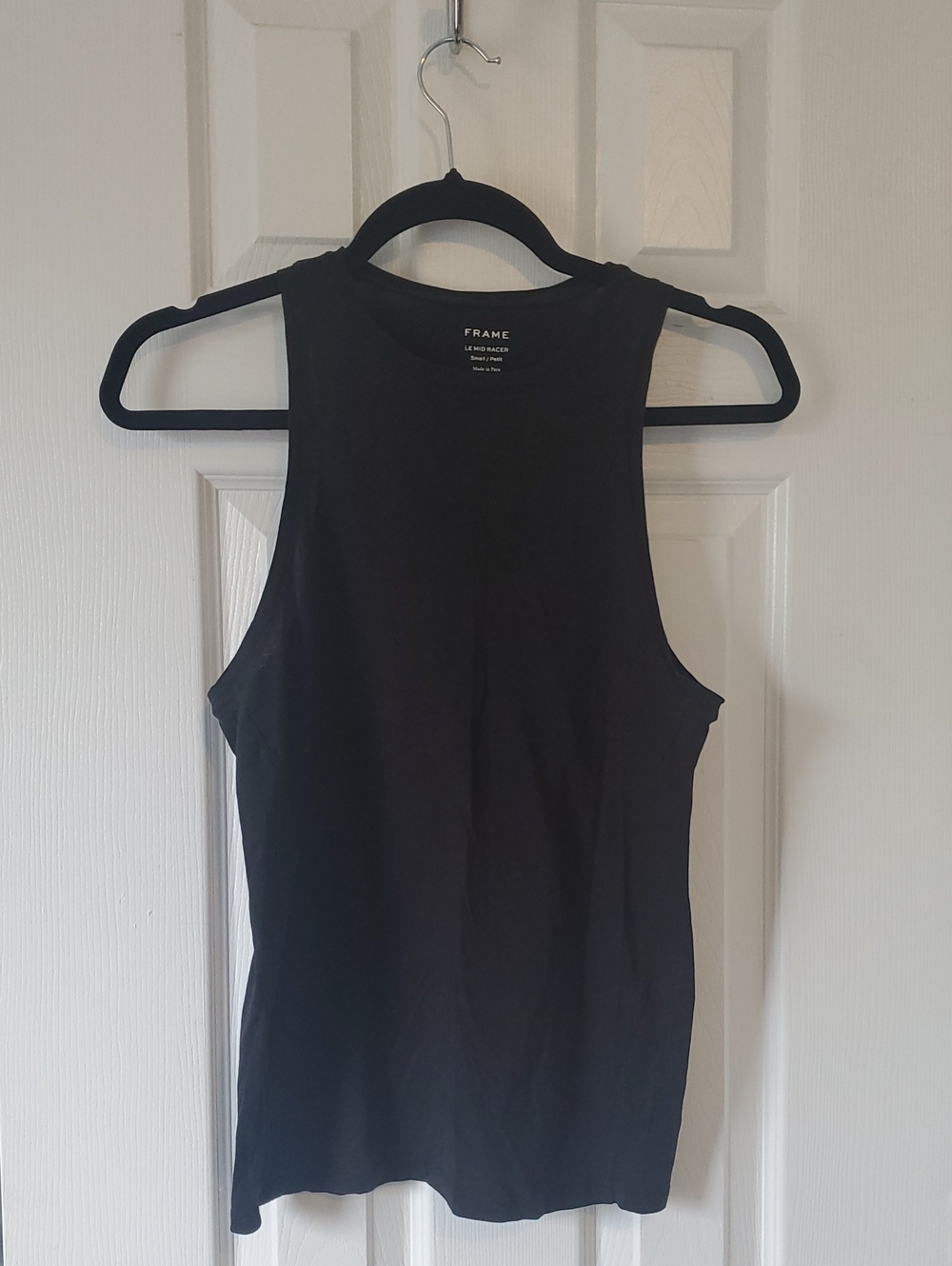 Frame Denim Black Ribbed High Neck Tank